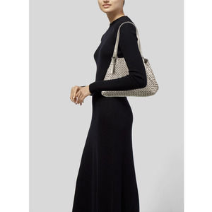 Bottega Veneta Intrecciato Weave Leather Tote Grey Metallic Shoulder Bag